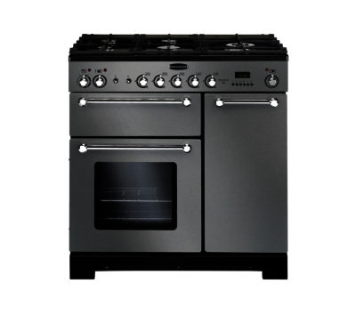 RANGEMASTER  Kitchener 90 Dual Fuel Range Cooker - Stainless Steel & Chrome